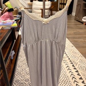A Pea in the Pod Striped Pajama Dress - Blue and Cream